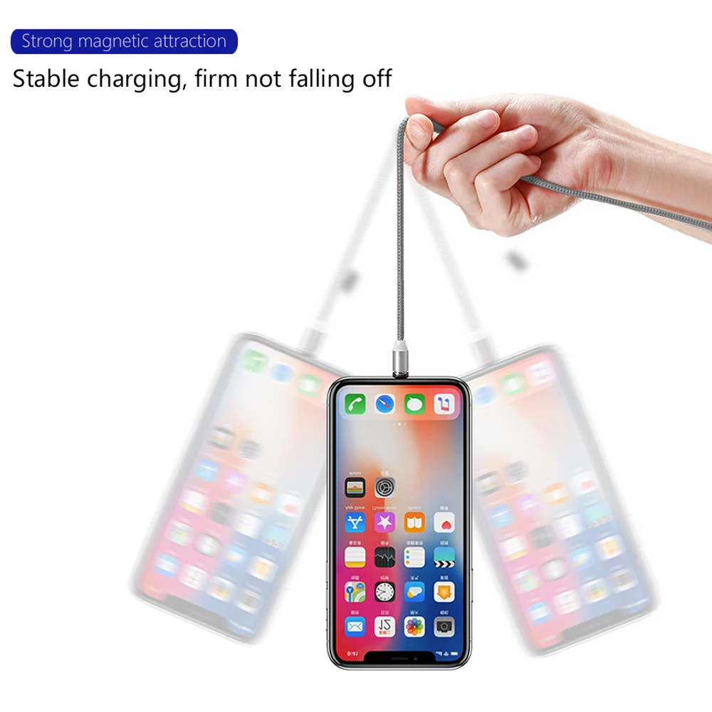 FBYEG СВЕТОДИОДНЫЙ Магнитный зарядный кабель для iPhone X, XR, XS, Max, 8, 7, кабель Micro USB, магнитное зарядное устройство USB/кабель type-C для samsung, Xiaomi