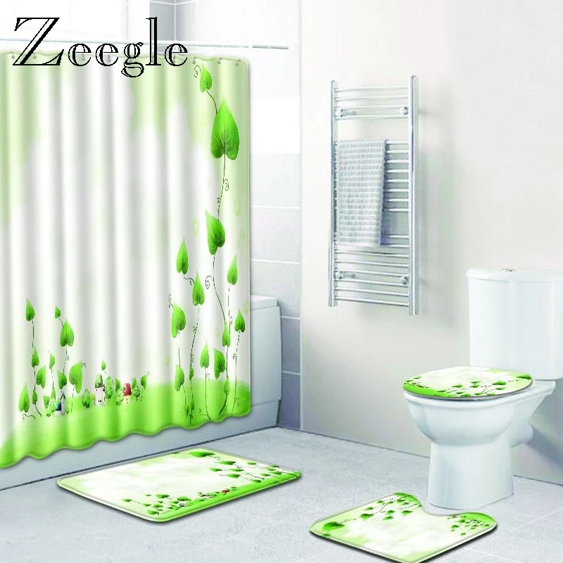 

Zeegle Scenic Printed Mats for Bathroom Toilet Washable Pedestal Rug Lid Toilet Cover Carpet Absorbent Bath Rug Set Toilet Mat