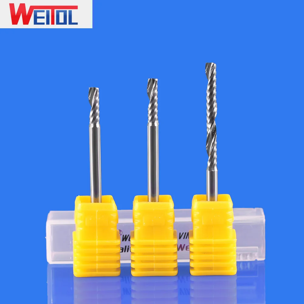 WeiTol 1 шт. 3A 1/8 дюйма хвостовик Концевая фреза Флейта Спиральные Бит карбида CNC