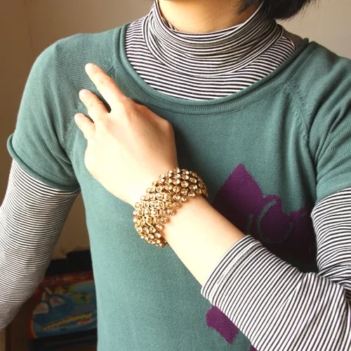 Женский браслет с фианитом FLOLA золотистый со стразами для вечеринки свадьбы