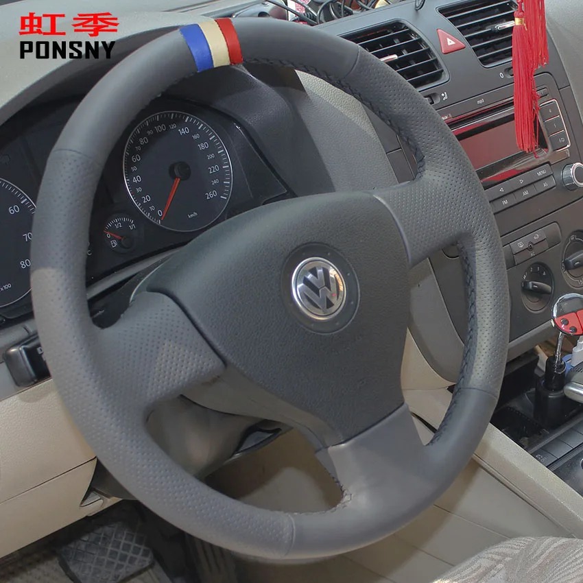 PONSNY искусственная кожа для Volkswagen СТАРЫЙ VW Golf Polo Sagitar Lavida 2010 черный|Чехлы на руль| |