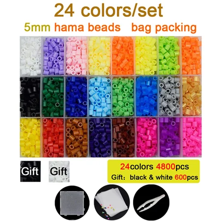 with tools DOLLRYGA 5 мм Хама бусины головоломки 24 цвета 5400 шт./компл. Perler бусины 3D головоломка обучающая игрушка для плавe плавкий предохранитель головоломки Pegboard - Цвет: with tools