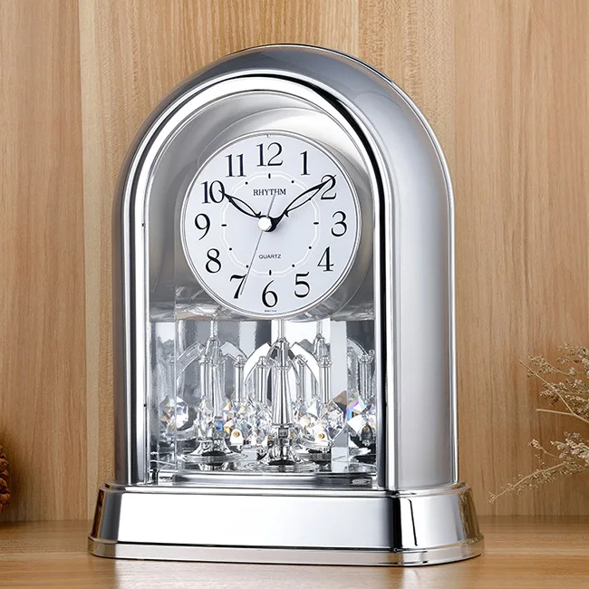sliver RHYTHM Brand European classical Table Clock living room office mute modern fashion desk clock creative decoration 4SG696 - Цвет: sliver