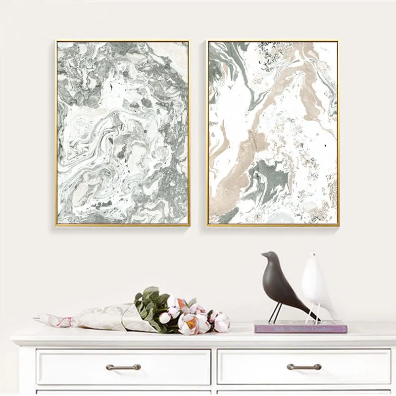 Скандинавские розовые абстрактные плакаты под мрамор и принты Золотой пейзаж