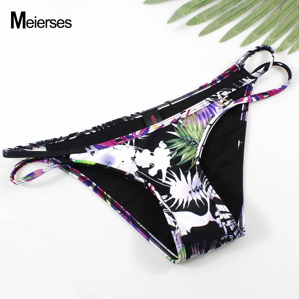 MEIERSES Женские сексуальные печатные трусики для бикини девушек плавать низко талией бразильский бикини отдельные женские пляжные костюмы