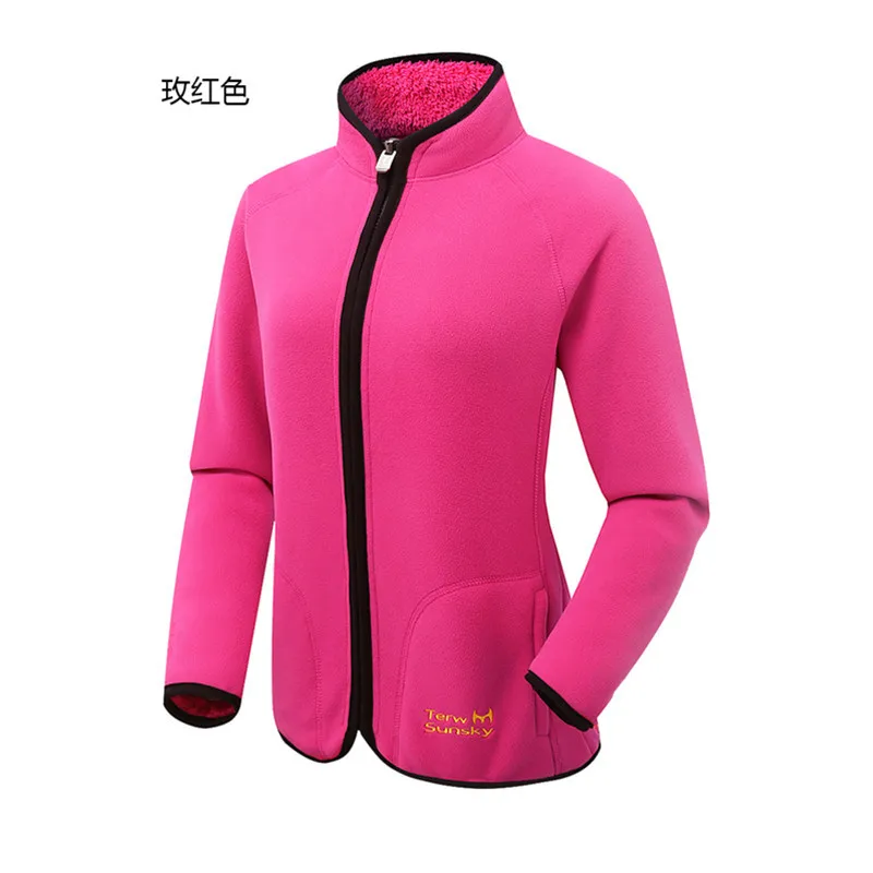 Pink Лидер продаж, зимняя уличная двухсторонняя флисовая женская куртка, морозостойкая, для кемпинга, альпинизма, утолщенная шерстяная Женская куртка для пеших прогулок, путешествий - Цвет: Pink