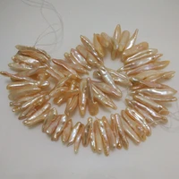 16 inches 10 40mm center drilled natural stick shaped biwa pearl loose strand