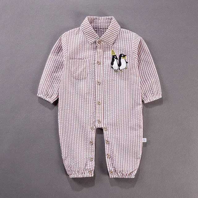 Комбинезон для новорожденных комбинезон в полоску с отворотом маленьких девочек