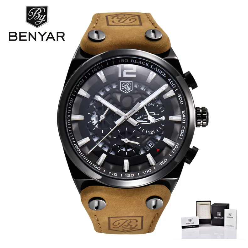 BENYAR Mens Watches Top Luxury Chronograph Sport Mens Watches Fashion Brand Waterproof Military Watch Relogio Masculino BY-5112M - Цвет: 2