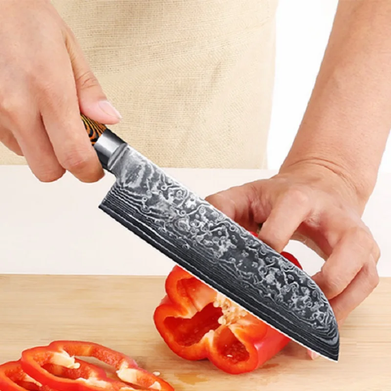 kitchen japanese knife 7 inch Damascus Sande VG10 cuisine couteau de cleaver sushi fruit cooking | Дом и сад
