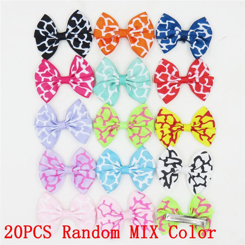 20PCS Random MIX 20 шт./лот твердого Бутик Grosgrain ленты для девочек с маленьким бантом; резинка для волос, обтянутая тканью; зажим для галстука лента для волос, бабочка Сделай Сам DIY бигуди для волос Аксессуары Лучший подарок - Цвет: 20PCS Random MIX
