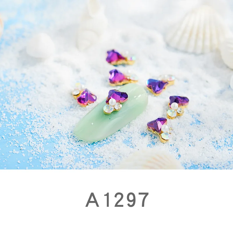 A1297(100pcs) 100 шт ногтей ювелирные изделия горный хрусталь жемчуг лук ногтей дрель ногтей сплав аксессуары - Цвет: A1297(100pcs)