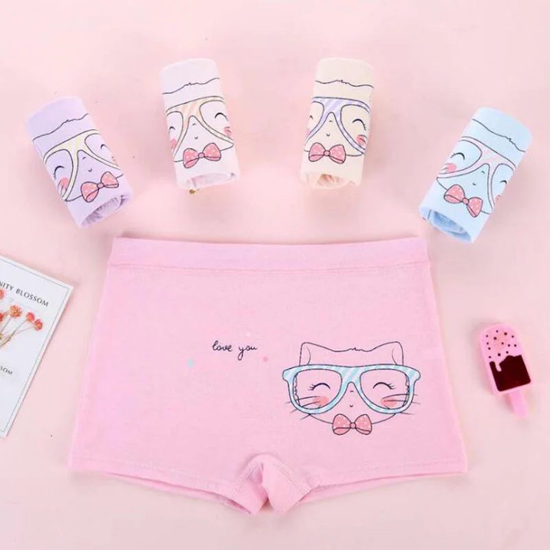 Нижнее белье для маленьких девочек 10 шт./лот с рисунком кошки подростковые