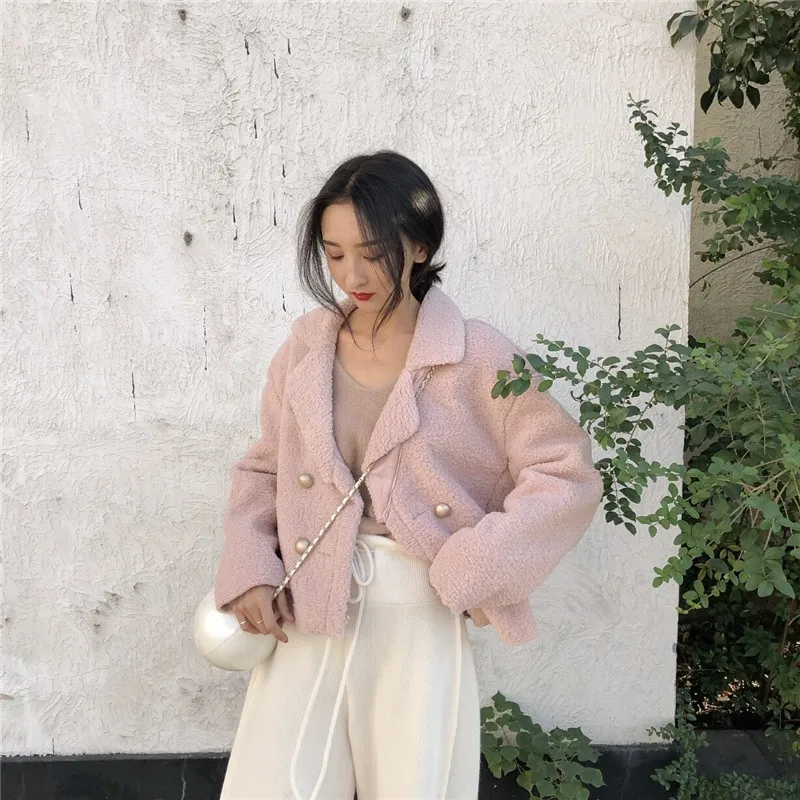 Осенне-зимнее Новое темпераментное плотное однотонное двубортное шерстяное