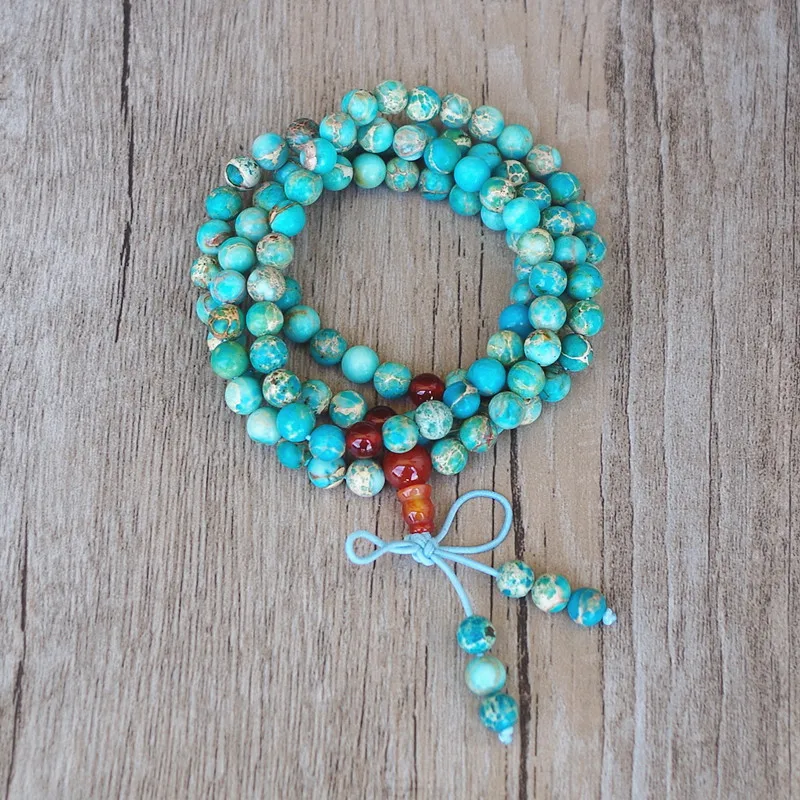 Каменные бусины ручной работы 6 мм 108 тибетский буддистский браслет чакры женский