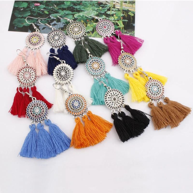 Женские длинные серьги SexeMara в стиле бохо серьги-подвески с кисточками желтого