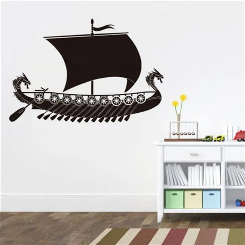 

New Arrival Viking Ship Transport Vinyl Art Wall Stickers Home Decor Removable Self Adhesive Wall Decals Decoration