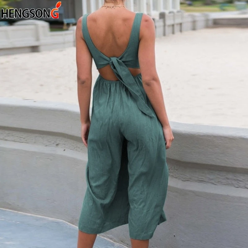 Для женщин Sexy v средства ухода за кожей Шеи Кнопка playsuit повседневное спинки