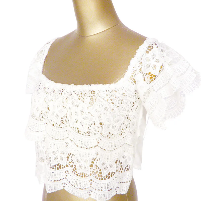 Ciysty летняя рубашка женские Модные дамы кружева с открытыми плечами Повседневное