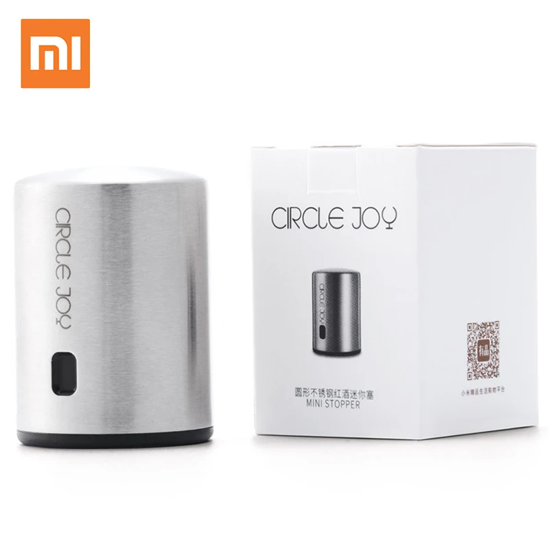 wine stopper 4в1 Xiaomi Mijia Circle Joy автоматическая открывалка для бутылок красного вина круглая пробка для вина из нержавеющей стали Электрический штопор подарок - Цвет: wine stopper