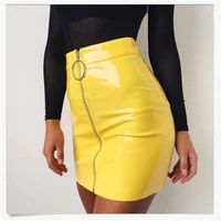hirigin new fashion skirt women zipper pu leather pencil high waist mini skirt sexy bodycon office lady skirt 5 colors