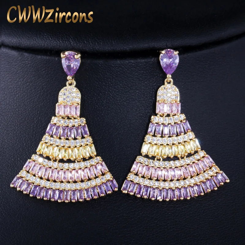 CWWZircons женские серьги элегантные винтажные разноцветные розовые фиолетовые