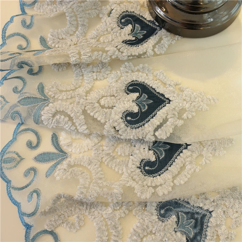 Европейские Роскошные затемняющие шторы с вышивкой на заказ для гостиной