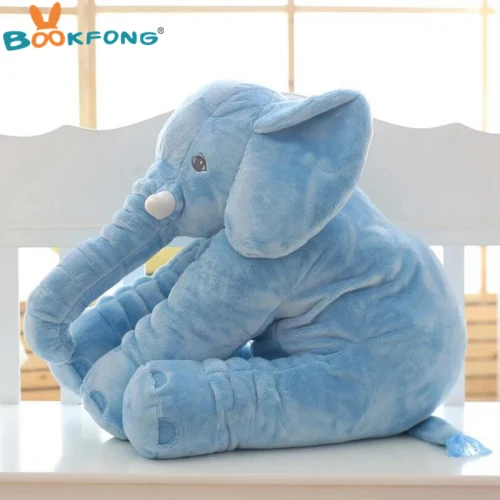 Blue 1 шт 40 см/60 см большой плюшевая кукла слона детский спальный мягкие подушки назад милые чучело слонов для куклы-модели ребенка Рождественский подарок - Цвет: Blue