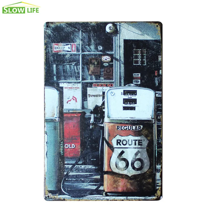 АЗС US Route 66 винтажный домашний декор Оловянная вывеска 8 &quotx 12&quot металлическая