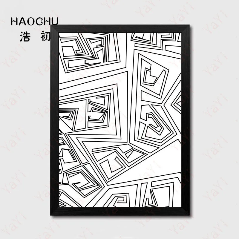 HAOCHU Скандинавская Картина на холсте черный и белый цвета Бабочка дерево лабиринт