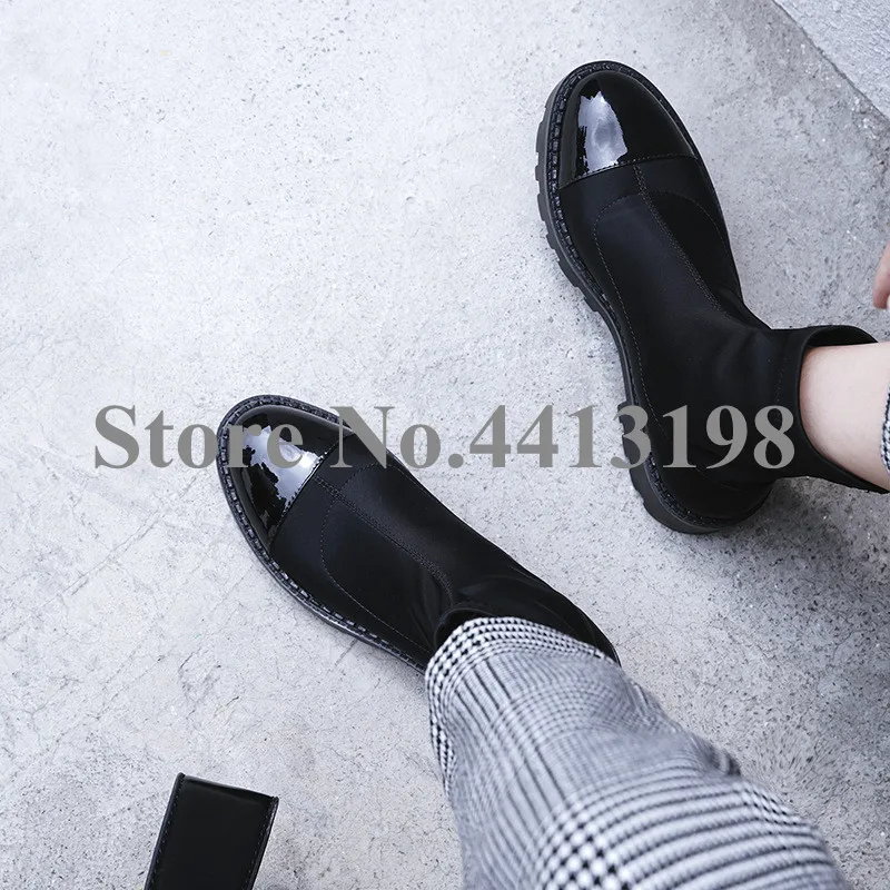 Осенние полусапожки для отдыха в стиле пэчворк черного цвета ботильоны женщин с