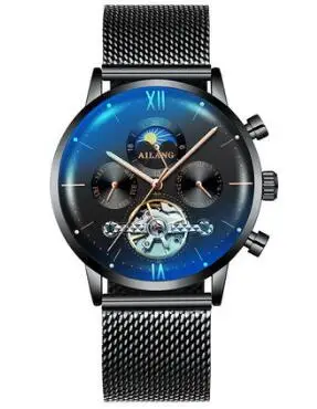 AILANG Relojes часы мужские наручные часы спортивные часы со скелетом 30 м водонепроницаемые автоматические механические часы из нержавеющей стали - Цвет: Color 5 Mesh Band