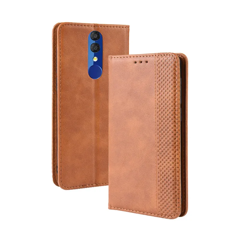 Коричневый Чехол Alcatel 3, флип, винтажный стиль, PU кожаный бумажник, чехол для телефона Alcatel 3 5053Y 5053D 5053 K, чехол - Цвет: Коричневый