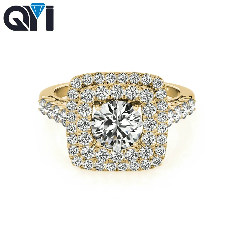 Женское Обручальное кольцо с двойным ореолом 14 к|Кольца| |