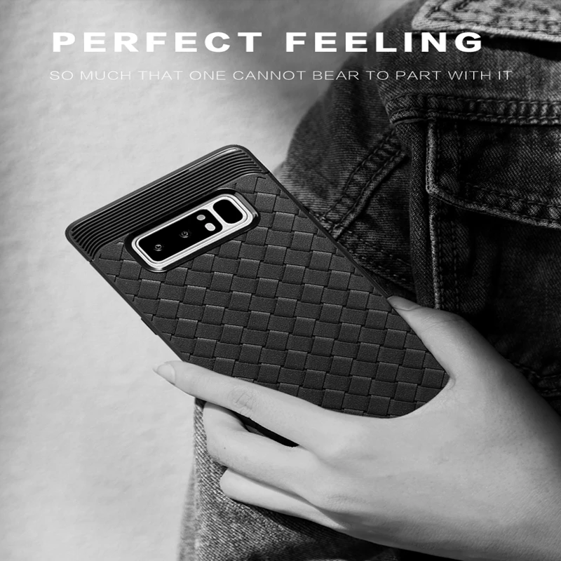 Note 8 Case Business Man Grid Weave Skins Back Protective Cover For Samsung Galaxy Luxury Soft TPU Phone Coque |