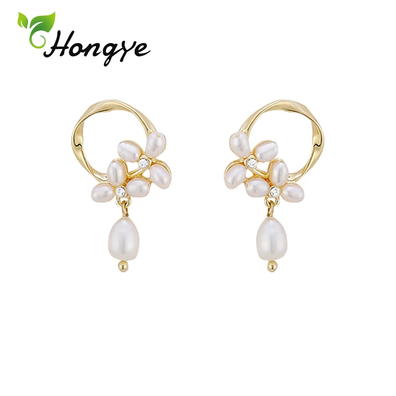 Hongye Серебро 925 игла большой круг Висячие серьги для женщин 14K золото элегантный