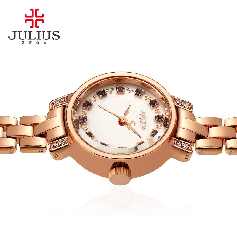 Женские кварцевые часы Julius с браслетом класса люкс кристаллами и бриллиантами