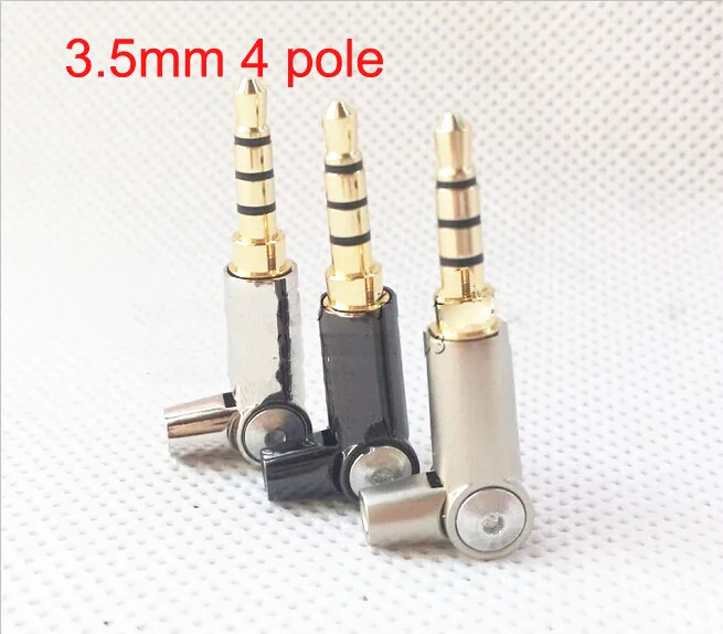 

free shipping unique 3.5mm 4 pole plug can be bent and straight gold plated audio connectors 50pcs