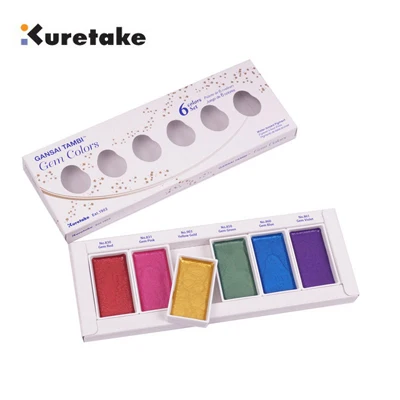 gem color ZIG Kuretake пигмент Gansai Tambi Акварельная краска Звездная/жемчужная/драгоценные камни цвета японский твердый пигмент для рисования товары для рукоделия - Цвет: gem color