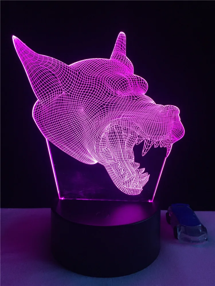 3D лампа в виде головы волка светодиодная RGB USB ночсветильник для настроения