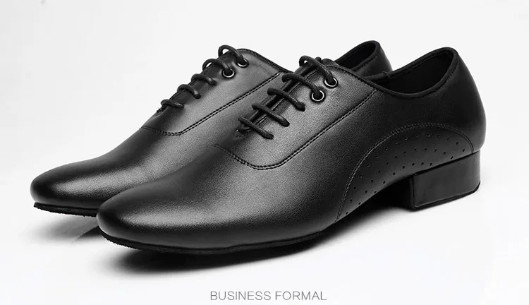 Genuine Leather Men Latin Ballroom Dance Shoes Black Modern Square Dance Shoes Low Heel 3cm Adult Male Dance Shoe Indoor Outdoor