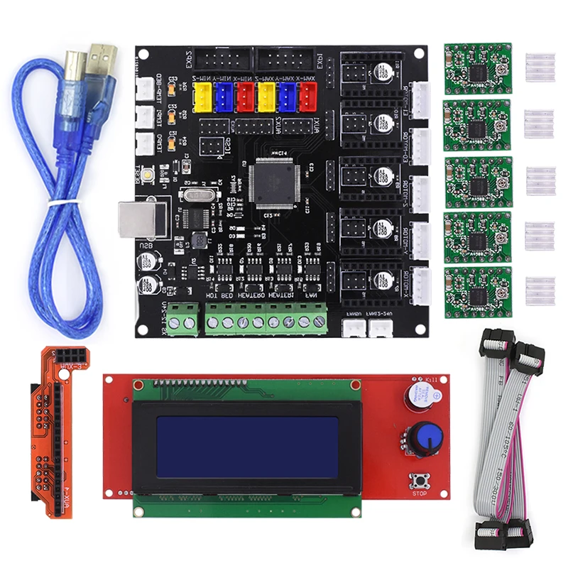 Материнская плата BIGTREETECH KFB2.0 RepRap контроллер с 2004LCD панелью + Драйвер A4988 5 шт. для 3D