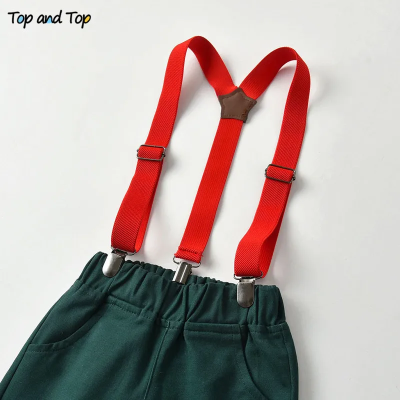 Топ и топ модные комплекты повседневной одежды для мальчиков рубашка с принтом