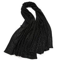 100%cashmere solid knit women fashion hollow out big scarfs shawl pashmina 70x195cm