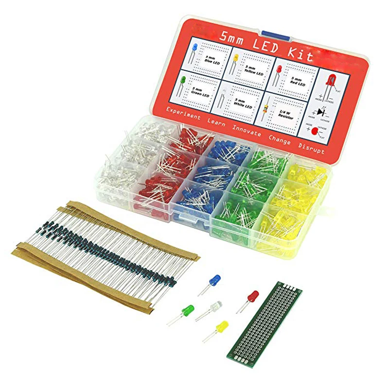 Рассеянный светодиодный диодный светильник набор из 5 мм различных цветов с