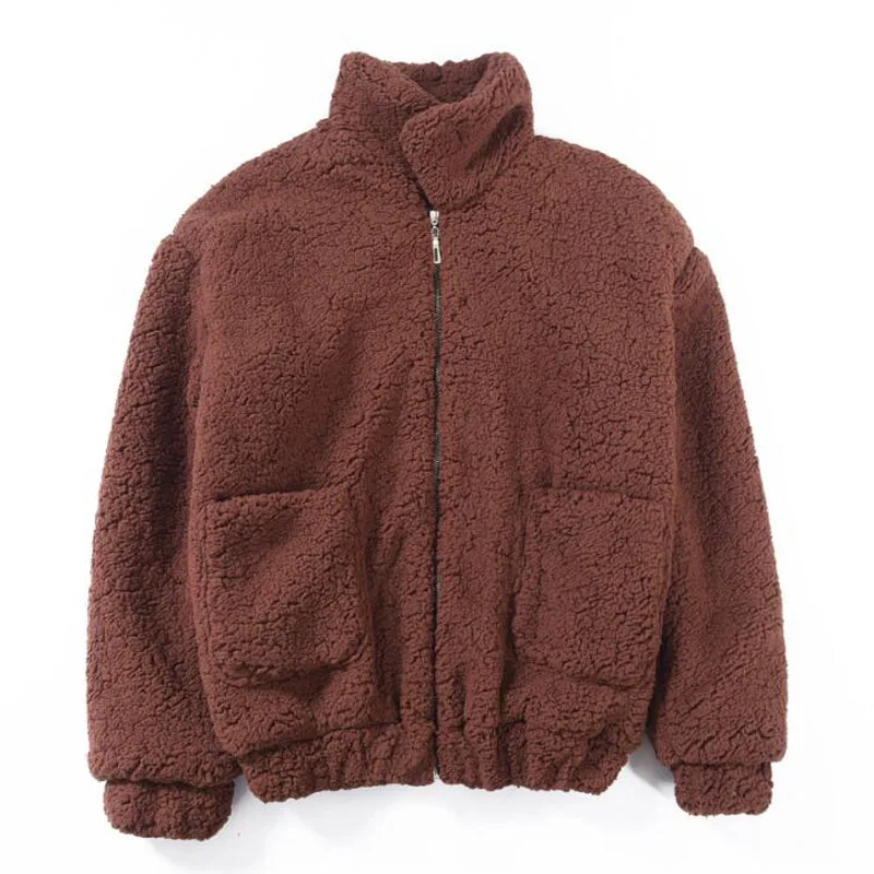 Deep Camel Модное осенне-зимнее меховое пальто, плюшевая одежда, куртка из искусственного меха, верхняя одежда, плюшевое пальто, теплое флисовое пальто - Цвет: Deep Camel