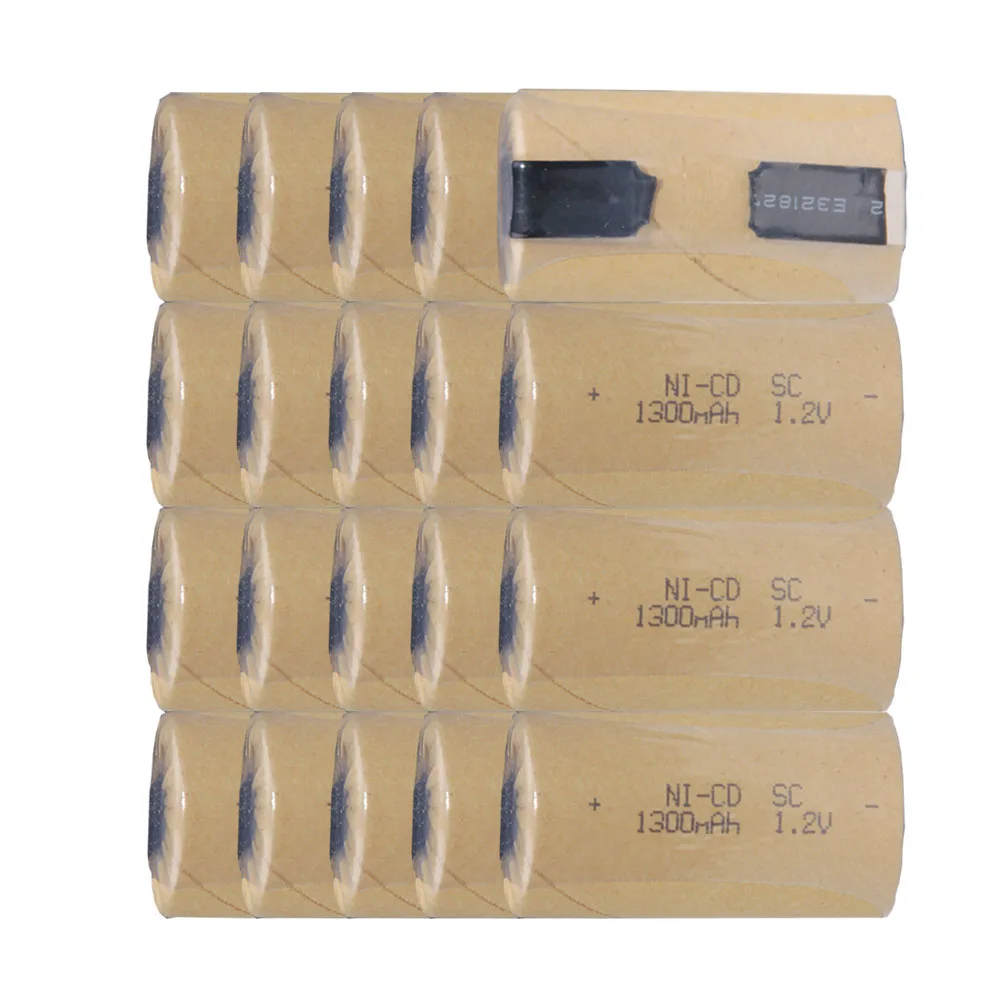 fast delivery global shipping real capacity 20 pcs SC battery 1.2V SUBC batteries rechargeable 1300mah flat top for bosch - купить по