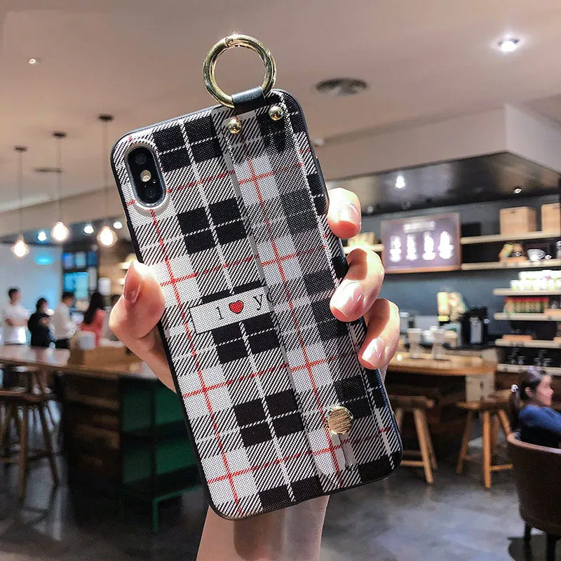 IK24-WDGeZHei SoCouple чехол для телефона с сетчатым узором для iPhone 6, 6 s, 7, 8 Plus, чехол для iPhone X, XS, Max, XR, ремешок, держатель для телефона, чехол - Цвет: IK24-WDGeZHei