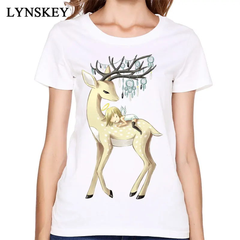 

Бесплатная доставка, футболка Angel's Dream 2017, винтажные женские летние футболки с коротким рукавом без пуговиц, одежда в виде оленя