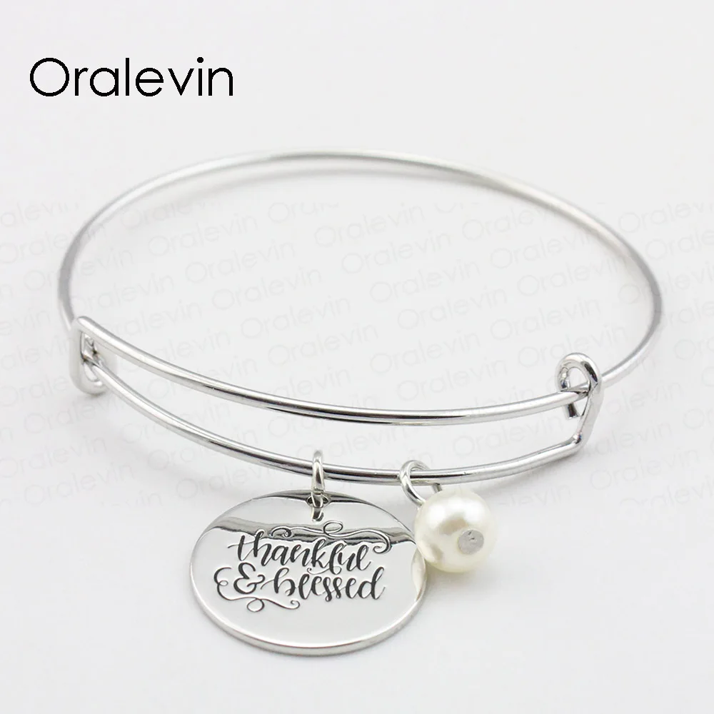 Diy Making THANKFUL BLESSED Inspirational Hand Stamped Engraved Custom Pendant Female Necklace Gift Jewelry 10Pcs/Lot #LN2124 | Украшения и